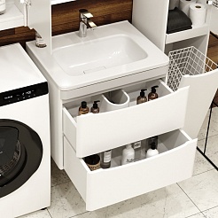 Style Line Мебель для ванной Бергамо Мини 60 подвесная белая Люкс антискрейтч Plus – фотография-19